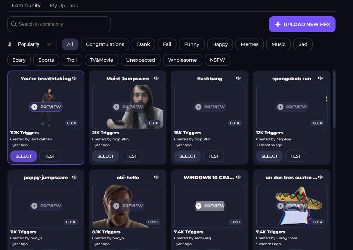 Інтерфейс налаштування HUDFX Dashboard